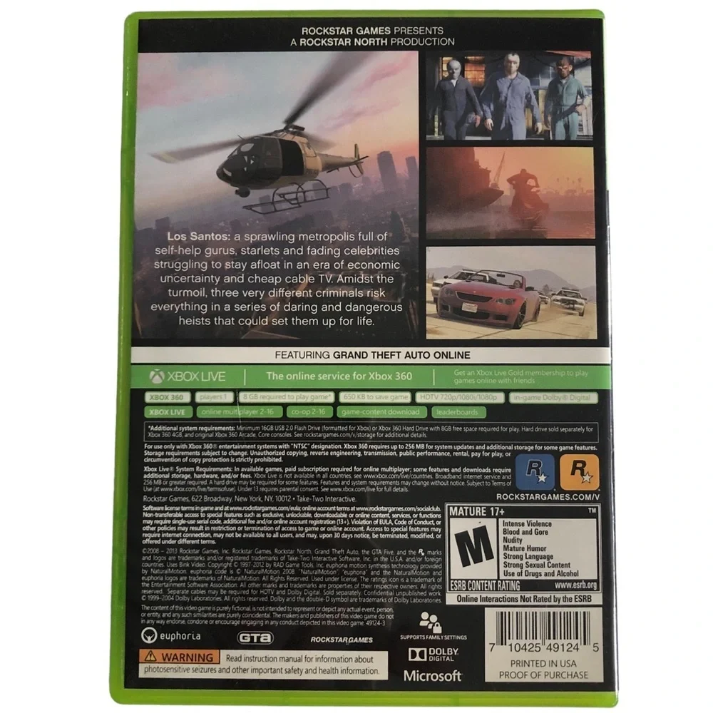 𝅺Xbox 360 Grand Theft Auto V Five With Map